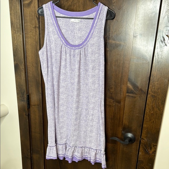 Vintage Chic Purple and White dotted Midi Dress Size L Willow bag ruffle hem - Picture 2 of 6